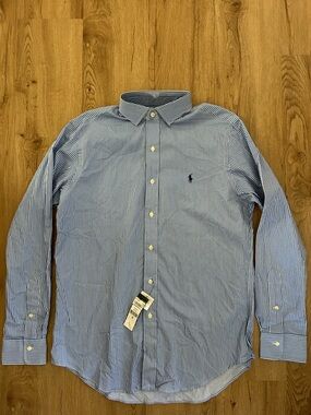 Polo by Ralph Lauren Blue and White Striped Button-Down Shirt